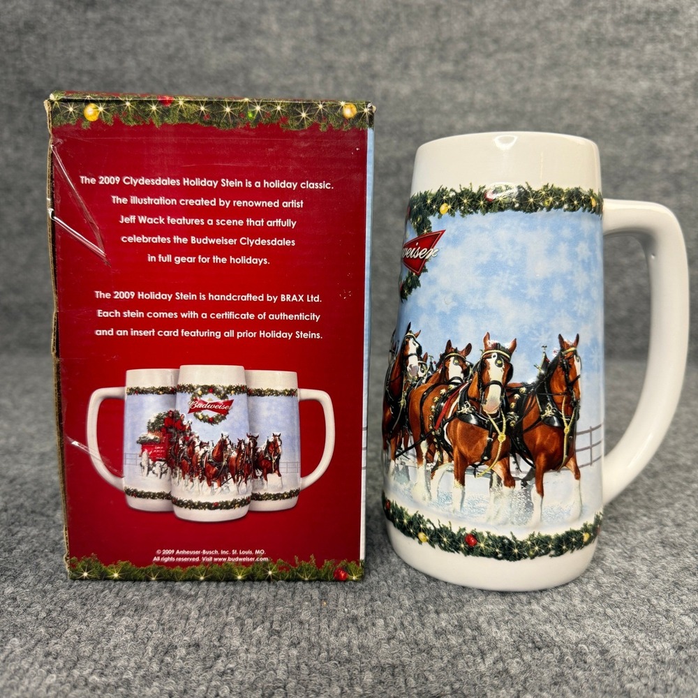 Budweiser 2009 Holiday Stein Clydesdales CS699 Collectible‎ Beer Mug Boxed